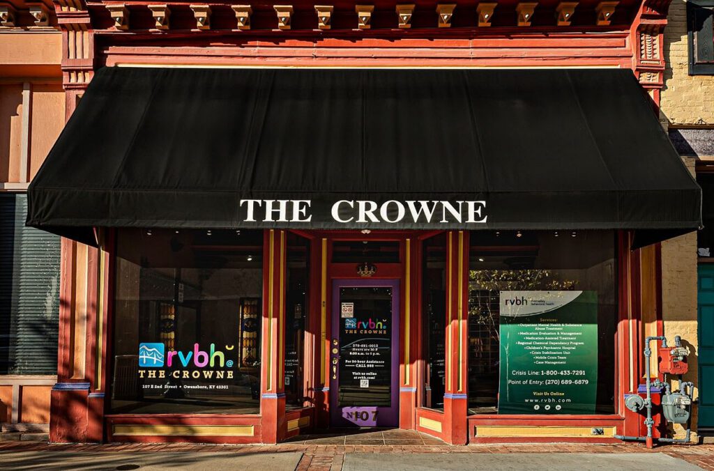 RVBH@The Crowne building front entrance on East 2nd Street in downtown Owensboro, Kentucky.