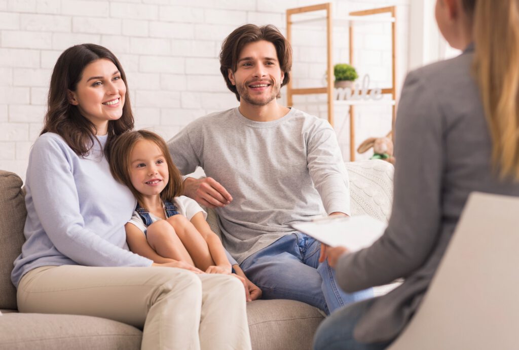 Family meeting with a therapist during a counseling session