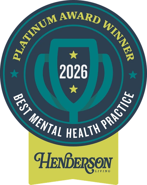 Henderson Living 2026 Platinum Award Winner badge for Best Mental Health Practice.