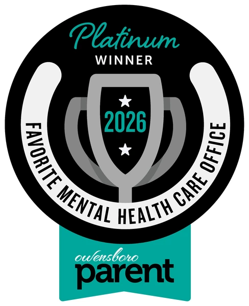 Owensboro Parent 2026 Platinum Winner badge for Favorite Mental Health Care Office.